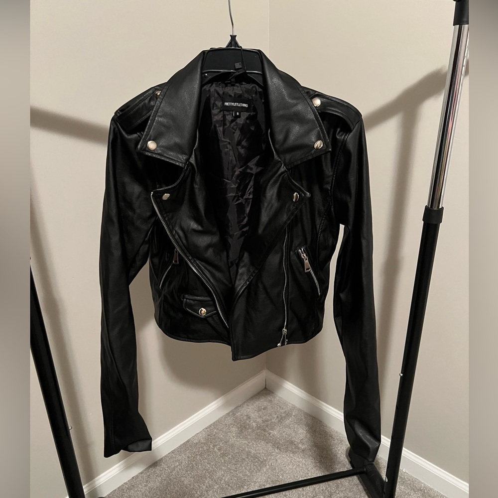 Black biker jacket with zipper